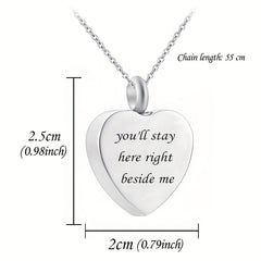 Heart Shaped Stainless Steel Cremation Urn Necklace for Pet Ashes