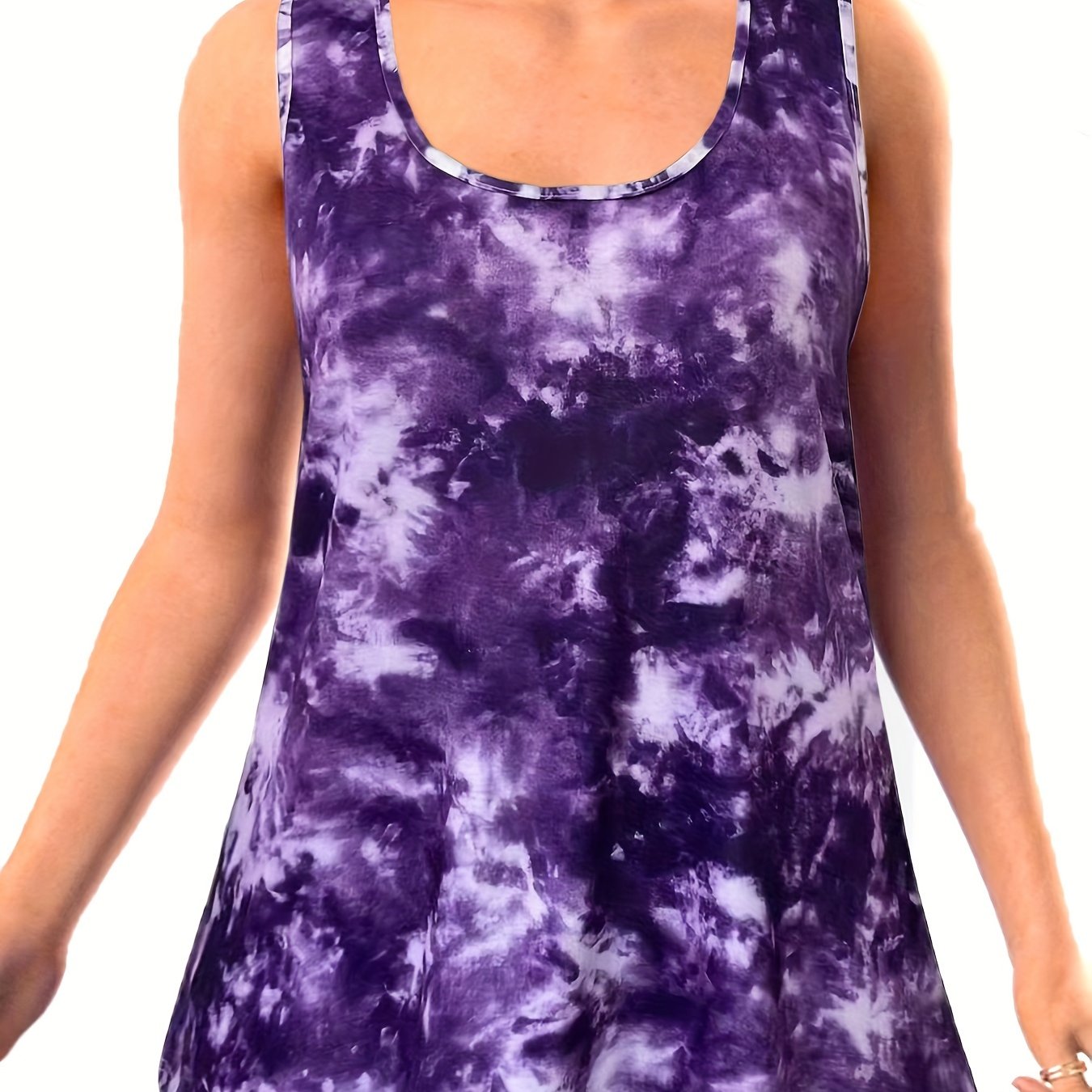Tie Dye Tank Top Round Neck Medium Stretch