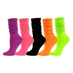 Solid Calf Socks Warm Knee High Women's Stockings