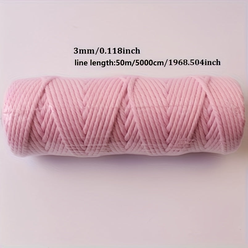 50m 3mm Cotton Thread Sewing Home Decoration DIY Holiday Woven Rope