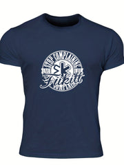 Men's Complaining Print T-shirt Stretch Crew Neck Tee