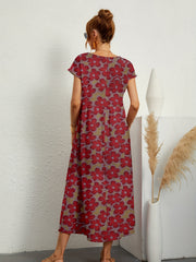 Vintage Floral Print Ruched Dress