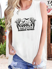 Letter Print Tank Top Crew Neck Summer Sleeveless Top