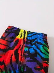 Girls Two Pack Leggings Camouflage Leopard Plaid Elastic Slim Pants