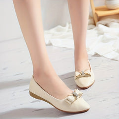 Women's Pointed Toe Flat Shoes with Bowknot Rhinestone