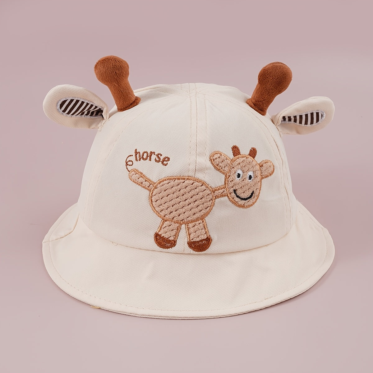 Cartoon Giraffe Embroidery Fisherman's Hat for Baby