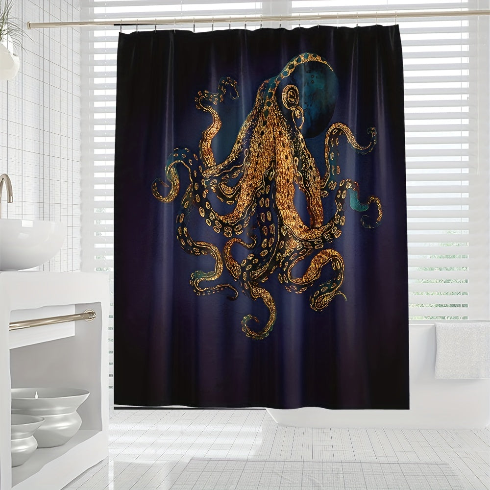 Waterproof Octopus Shower Curtain 72x72in