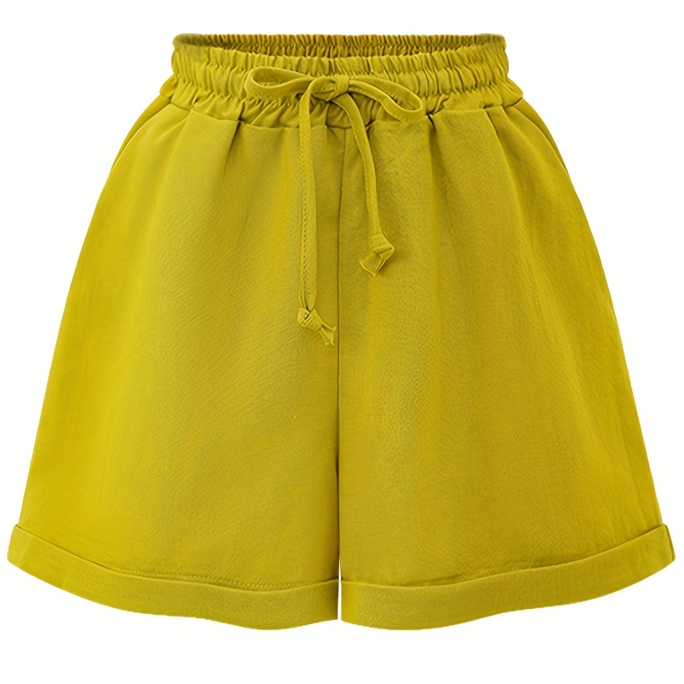 Casual Shorts Women's Plus Solid High Rise Slight Stretch
