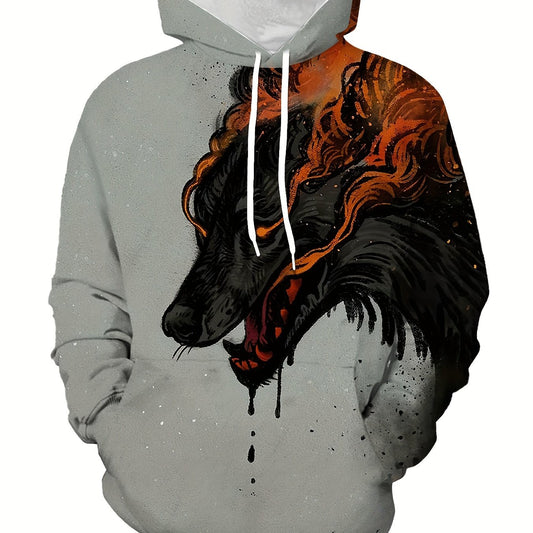 Men's Casual Wolf 3D Print Hoodie Sweatshirt