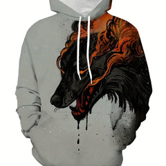 Men's Casual Wolf 3D Print Hoodie Sweatshirt