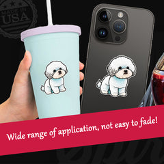 Bichon Puppy Stickers Soft Film Adhesive Decals for Laptop Water Bottle Skateboa