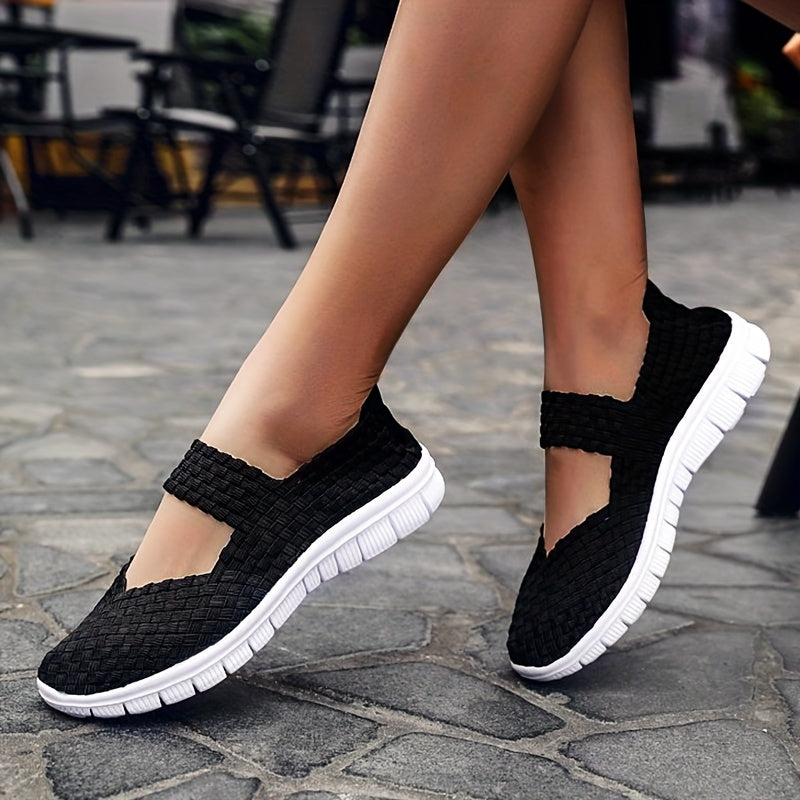 Women's Colorful Braided Flat Shoes Slip On Walking Shoes