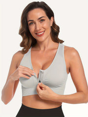 Zip Front Yoga Sports Bra Wirefree Padded Racerback Workout Gym Bra