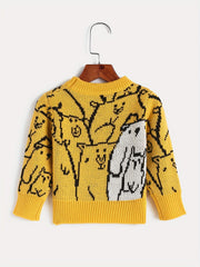 Kids Jacquard Long Sleeve Knitted Pullover Sweater