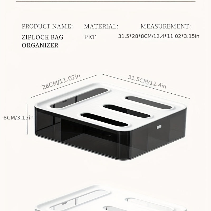 Bag Storage Organizer And Wrap Dispenser With Cutter For Kitchen Drawer