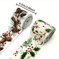 4 57M Christmas Ribbon Xmas Tree Santa Red Truck Burlap Wired Edge Oranment