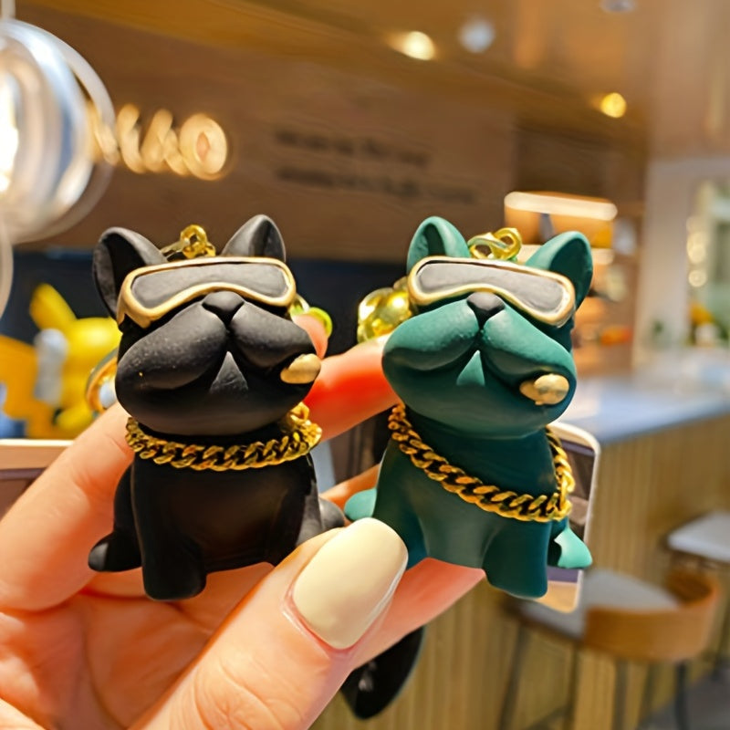 Bulldog Keyring Resin Law Bucket Cartoon Figuration Car Couple Bag Pendant