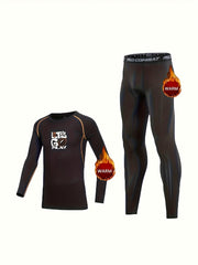 2pcs Toddler Fleece Thermal Compression Sets PLAY Print Shirt & Pants