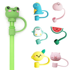 2pcs Animal Shape Straw Dust Cap, Rubber, Universal Fit