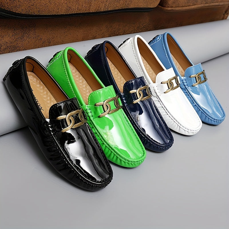 Men's Glossy Moccasin Loafer Shoes Non Slip Driving Shoes