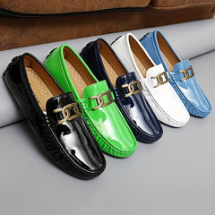 Men's Glossy Moccasin Loafer Shoes Non Slip Driving Shoes