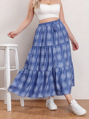 Ombre Houndstooth Print Maxi Skirt