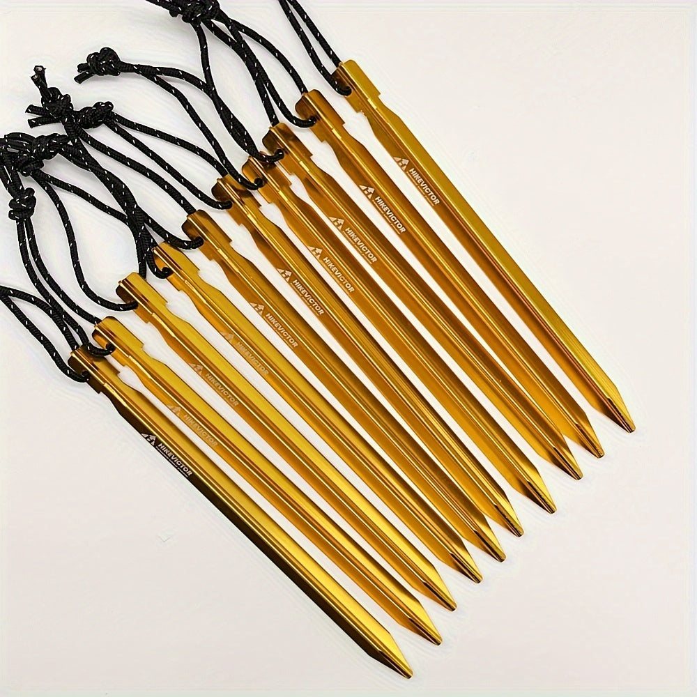 10pcs Aluminum Tent Pegs Wind Rope Camping Accessories