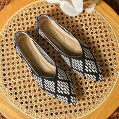 Women's Knitted Pointed Toe Flat Shoes Soft Sole Slip On Casual Flats