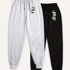 2 Pack Women's Plus Skull Print Joggers Set