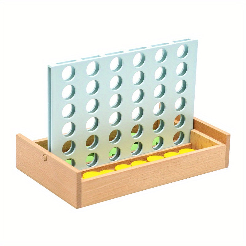 Wooden Connect 4 Classic Grid Row Game for 2 Players - Kids & Adults