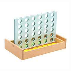 Wooden Connect 4 Classic Grid Row Game for 2 Players - Kids & Adults