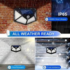 Solar Outdoor LED Wall Light 100 Lamp Beads Human Body Sensing IP65 Waterproof