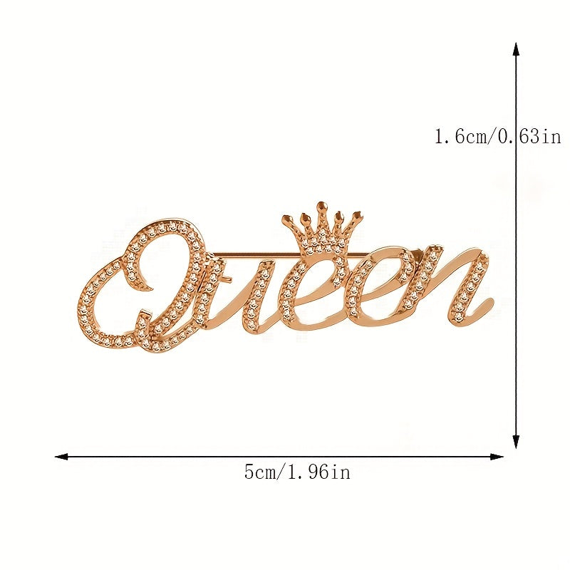 Queen Crown Rhinestone Brooch Pins Crystal Flower Brooch