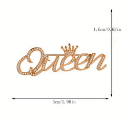 Queen Crown Rhinestone Brooch Pins Crystal Flower Brooch