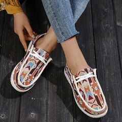 Women's Lace Up Flat Canvas Shoes Lightweight Slip On Loafers