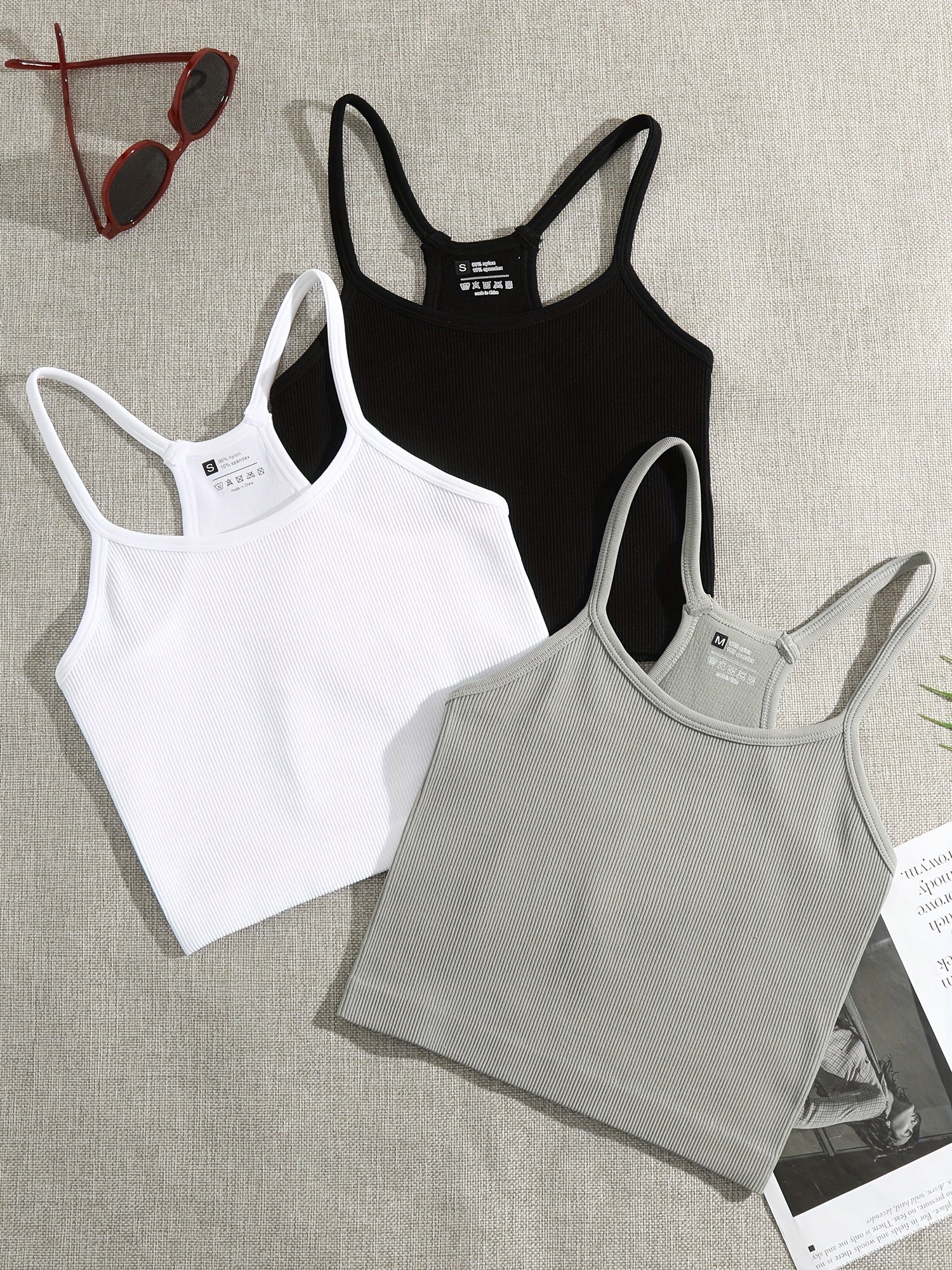 Women's Seamless Ribbed Camisole Racerback Crop Top
