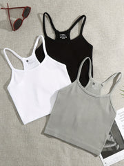 Women's Seamless Ribbed Camisole Racerback Crop Top