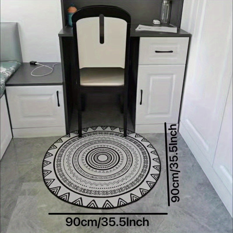 Modern Geometric Round Area Rug for Living Room and Bedroom 35.5 x 35.5