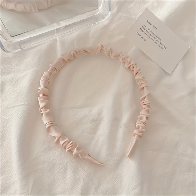 Satin Pleated Headband Decorative Hair Accessories Holiday Gift For Girls