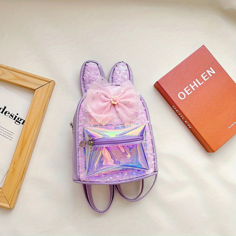 Kids Sequins Long Ears Bow Backpack