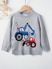 Pattern Print Boys Knitted Pullover Casual Sweater For Spring Fall Tops For Boy