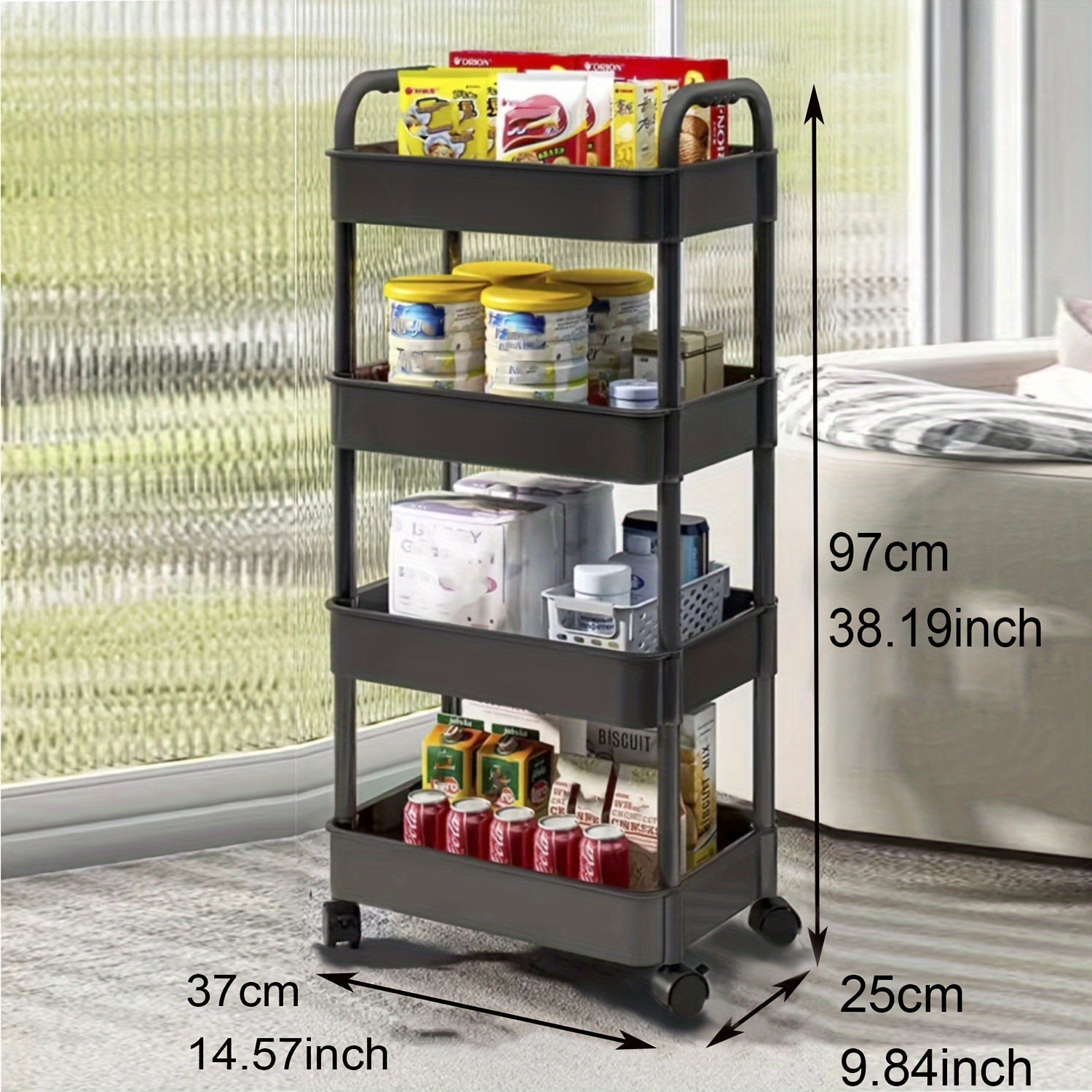 Removable Storage Rack Kitchen Utility Cart Plastic Storage Cart