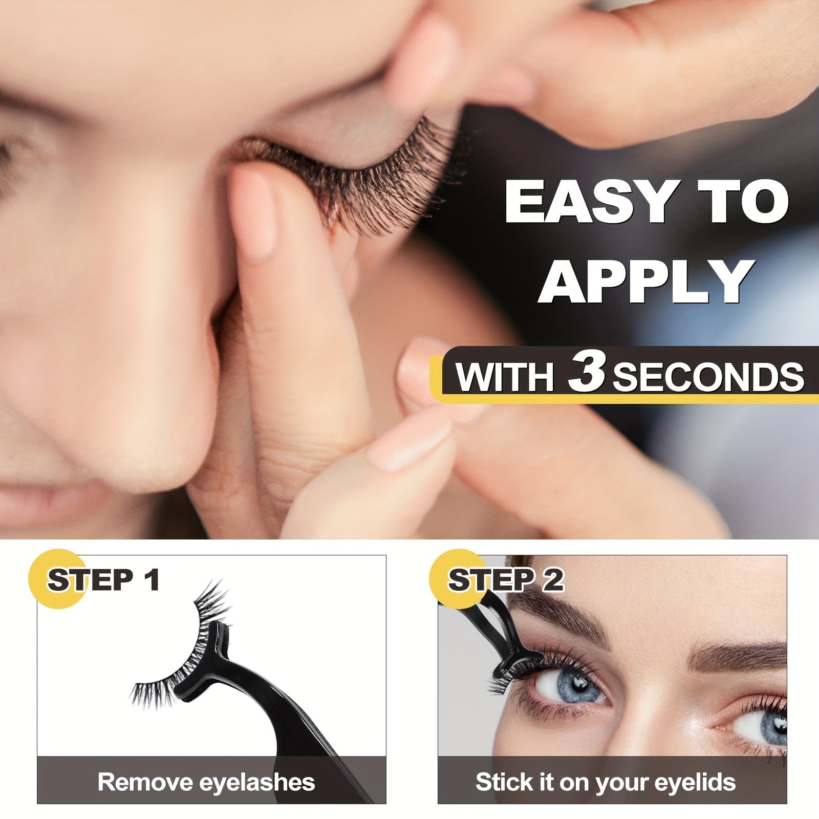 5 Pairs Reusable False Eyelashes Natural Soft Look with Tweezers No Glue Needed