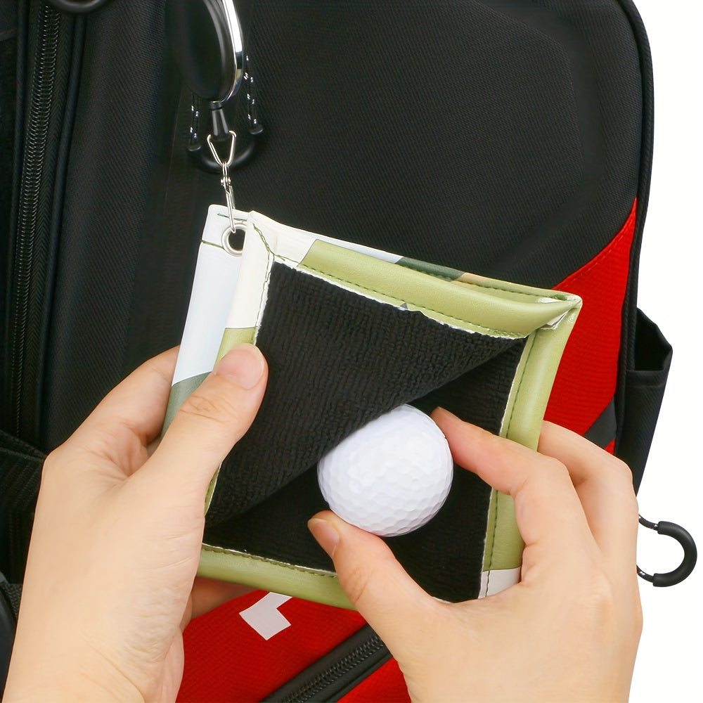 Portable Golf Club Towel Wipe Double-sided Microfiber Ball Towel Cleaning Tool