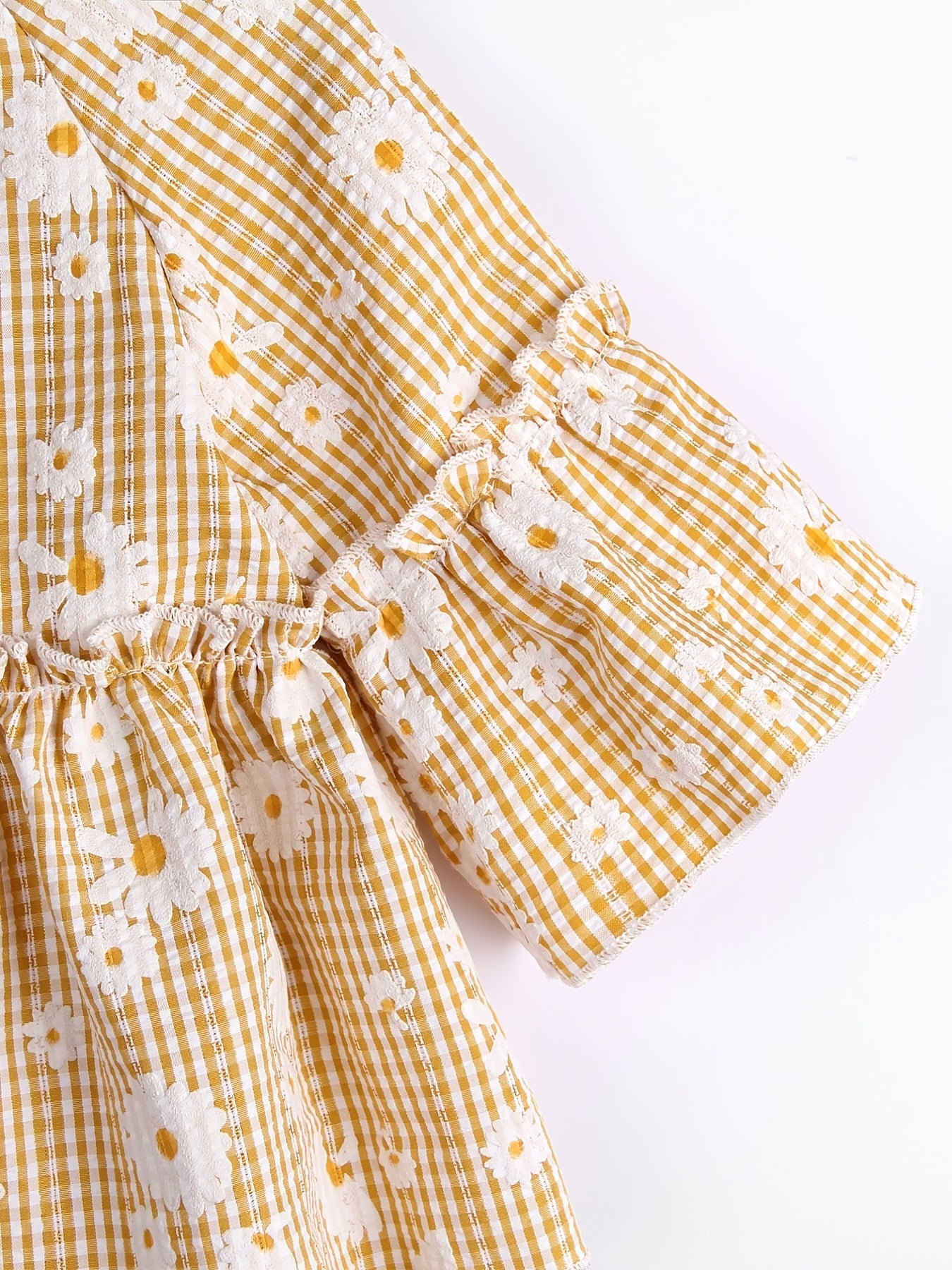 Girls Daisy Floral Print Peplum Top Short Sleeve Vacation Kid Gift