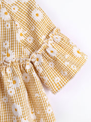 Girls Daisy Floral Print Peplum Top Short Sleeve Vacation Kid Gift