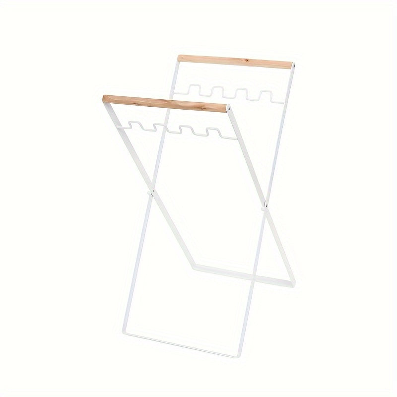 Foldable Portable Outdoor Garbage Rack with Wooden Handle