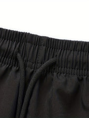 Quick Drying Zipper Pockets Shorts Men's Casual Solid Slightly Stretch Shorts