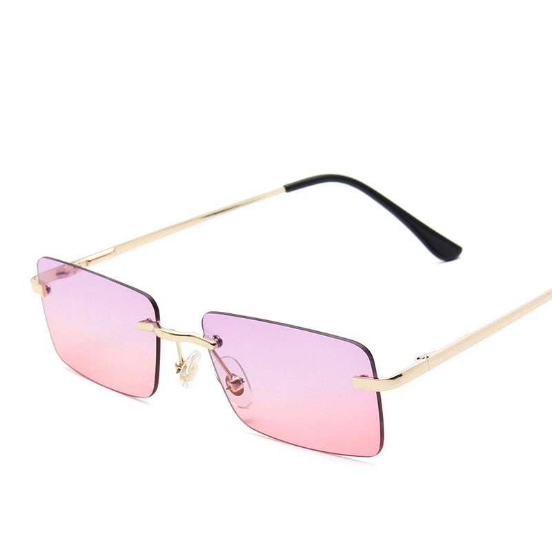Rimless UV Protection Square Sunglasses for Women
