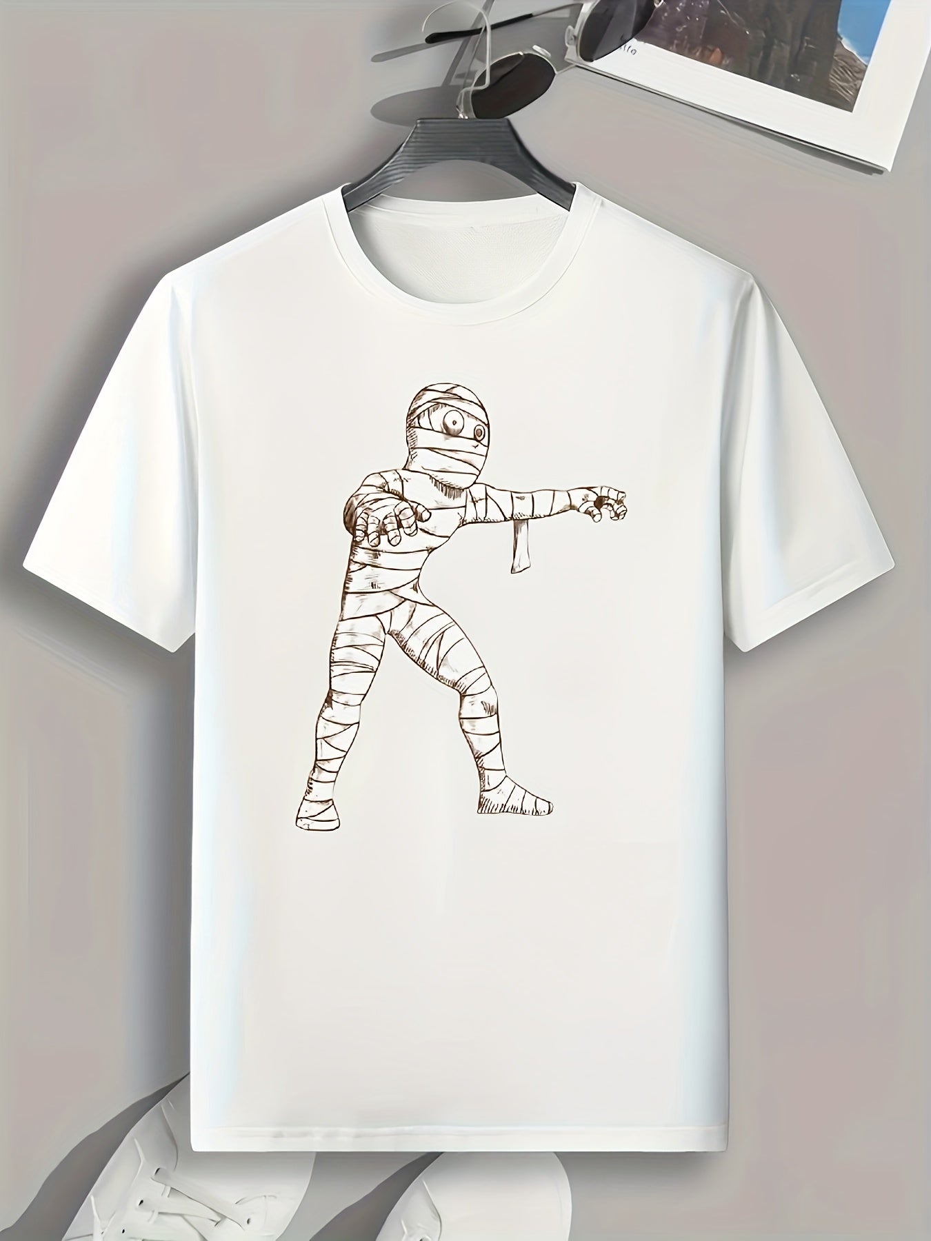 Halloween Mummy Pattern Print Men's Comfy Sports T shirt